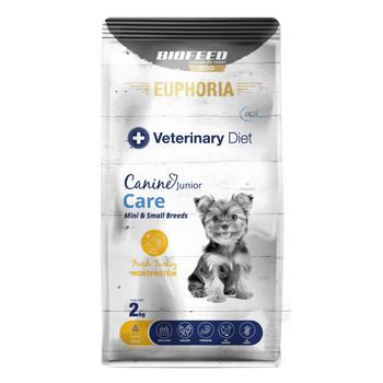 Karma dla szczeniąt EUPHORIA Veterinary Diet Canine JUNIOR CARE Indyk Monoprotein (mini i małe rasy) 2 kg